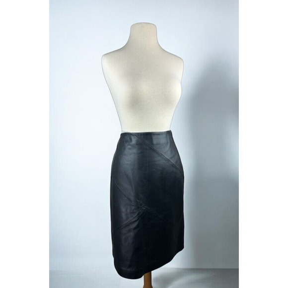 Valerie Stevens Separates 100% Leather Skirt Soft Black Pencil 90's Y2K Size 8 - Picture 13 of 13
